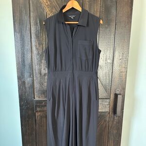 Athleta Brooklyn Heights Wide Leg Jumpsuit Women's 12 Black Front Zip #534779
